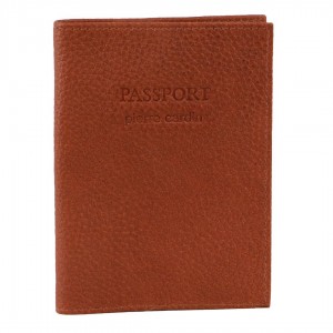 Brown Pierre Cardin Leather Passport Wallet Cover | 7392-OVSRP