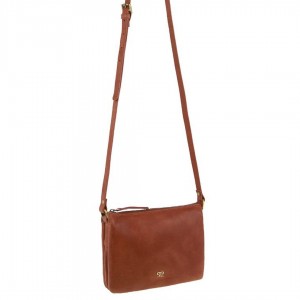 Brown Pierre Cardin Leather Sleek Crossbody Bag | 0264-YSTAD