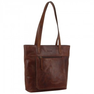 Brown Pierre Cardin Leather Tote Bag | 2395-ELNGC