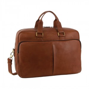 Brown Pierre Cardin Rustic Business Computer Bag | 3180-WLFVK