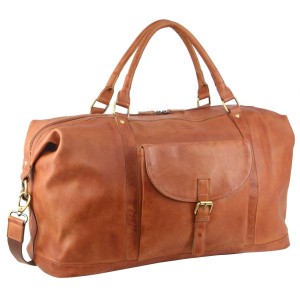 Brown Pierre Cardin Rustic Leather Business Overnight Bag | 2304-HURKZ