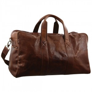 Brown Pierre Cardin Rustic Leather Business Overnight Bag | 6103-CYUQK