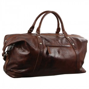 Brown Pierre Cardin Rustic Leather Business Overnight Bag | 5094-QCABO