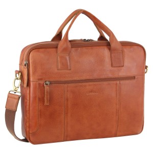 Brown Pierre Cardin Rustic Leather Computer Bag | 9640-IOMYX