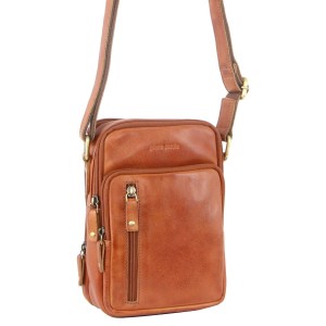 Brown Pierre Cardin Rustic Leather Cross-Body Bag | 4085-IGMJW