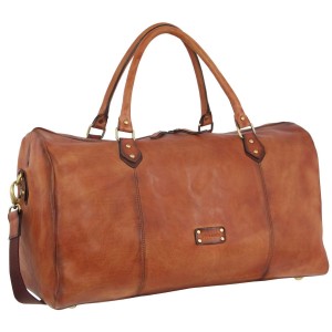 Brown Pierre Cardin Smooth Leather Overnight Bag | 8305-LUNBS