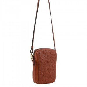 Brown Pierre Cardin leather Textured Design Phone Bag | 2059-ANGDY