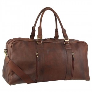 Chocolate Pierre Cardin Rustic Leather Business Overnight Bag | 4561-CUBQH