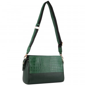 Green Pierre Cardin Croc-Embossed Leather Cross-Body Bag | 3960-YJMOH