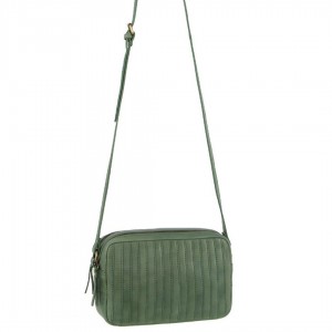 Green Pierre Cardin Leather Double Zip Bag | 5768-LHJXZ