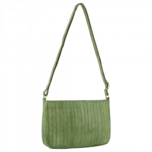 Green Pierre Cardin Leather Stitch-design Cross-Body Bag | 9073-CVARP