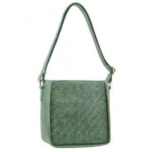 Green Pierre Cardin Woven Embossed Leather Cross-Body Bag | 3527-TSJZR