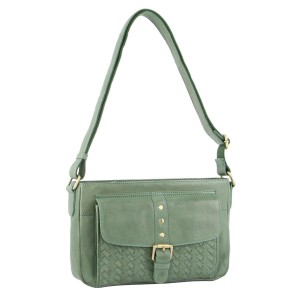 Green Pierre Cardin Woven Leather Crossbody Bag | 2785-KWTUE