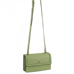 Jade Pierre Cardin Leather Flap Over Cross-Body Bag | 1032-NBWEQ