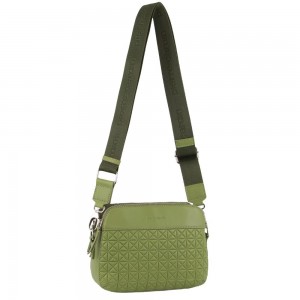 Leaf Pierre Cardin Webbing Strap Leather Crossbody Bag | 3652-DBMHS