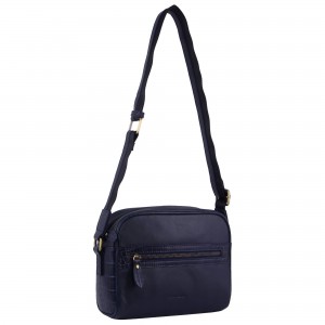 Navy Pierre Cardin Croc-Embossed Leather Cross-Body Bag | 3795-DYSUQ