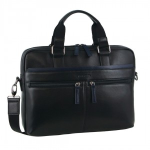 Navy Pierre Cardin Leather Business Computer Bag | 0135-NFAKE