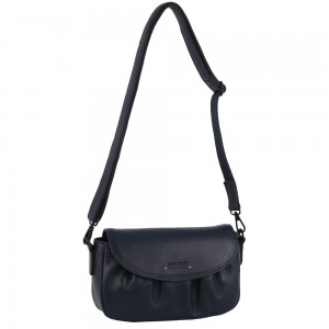 Navy Pierre Cardin Leather Pleated Design Crossbody Bag | 0815-NAHEK