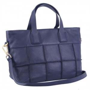 Navy Pierre Cardin Leather Stitch-design Handbag | 5897-UETCJ