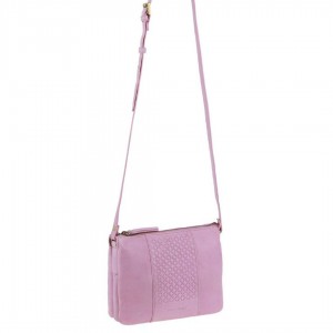 Pink Pierre Cardin Leather Diamond Pattern Embossed Crossbody Bag | 8234-QONLJ