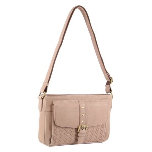 Pink Pierre Cardin Woven Leather Cross-Body Bag | 2736-PEIWS