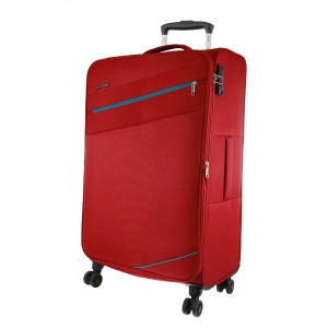 Red Pierre Cardin 76cm LARGE Soft Shell Suitcase | 9457-YFTZS