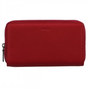 Red Pierre Cardin Italian Leather Double Zip Wallet | 3590-POMED