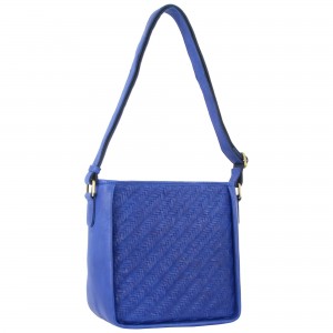 Royal Blue Pierre Cardin Woven Embossed Leather Cross-Body Bag | 7458-NVEXH