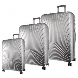 Silver Pierre Cardin Hard Shell 3-Piece Luggage Set | 2837-LHASU