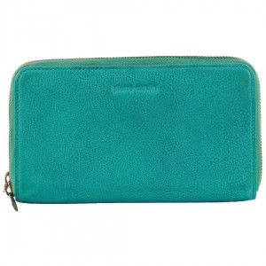 Turquoise Pierre Cardin Italian Leather Double Zip Wallet | 2758-AHBXG