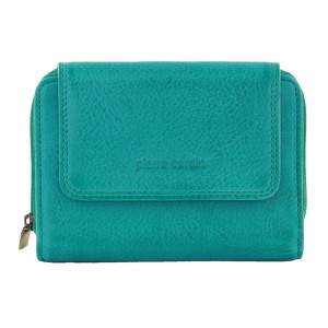 Turquoise Pierre Cardin Leather Compact Bi-Fold Tab Wallet | 9143-FLQRU