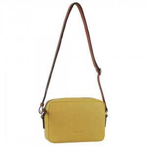 Yellow Pierre Cardin Leather Classic Square Crossbody Bag | 5207-TCWHQ