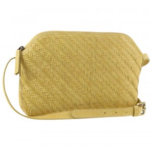 Yellow Pierre Cardin Woven Embossed Leather Cross-Body Bag | 4035-TYNMC