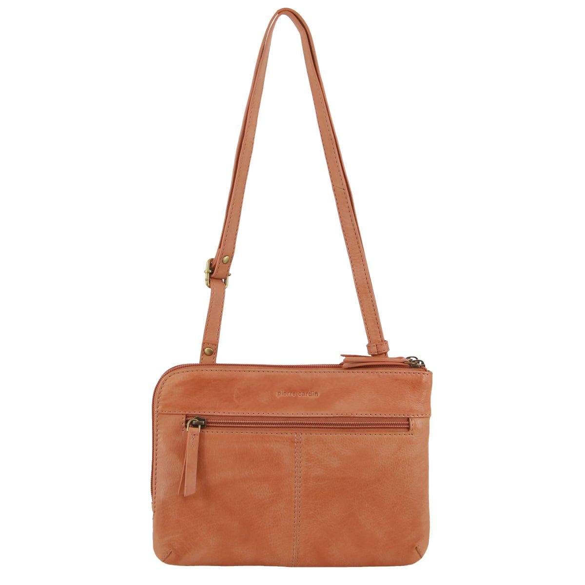 Apricot Pierre Cardin Leather Crossbody Bag | 8795-TWHSI