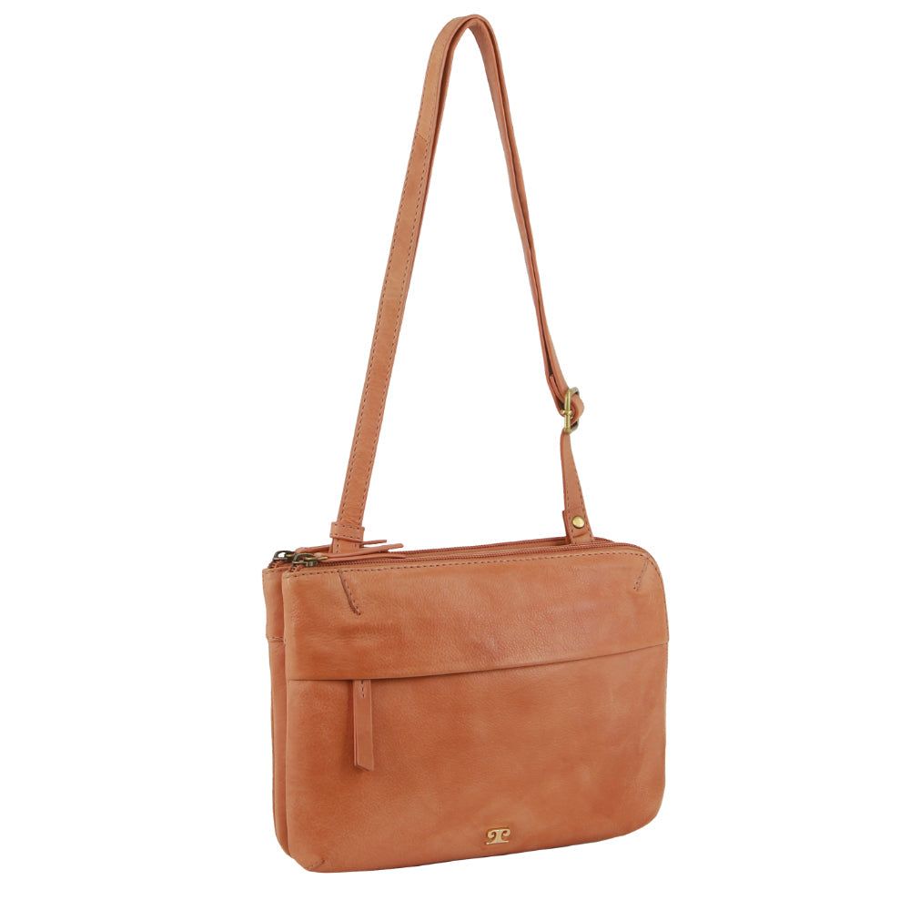 Apricot Pierre Cardin Leather Crossbody Bag | 8795-TWHSI