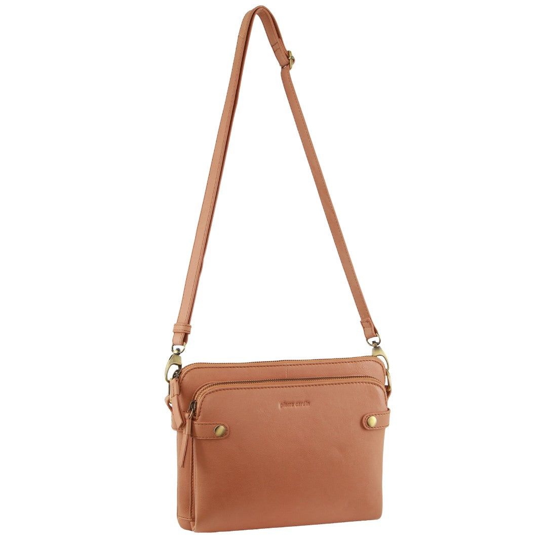 Apricot Pierre Cardin Leather Crossbody Bag | 5430-IXSMG