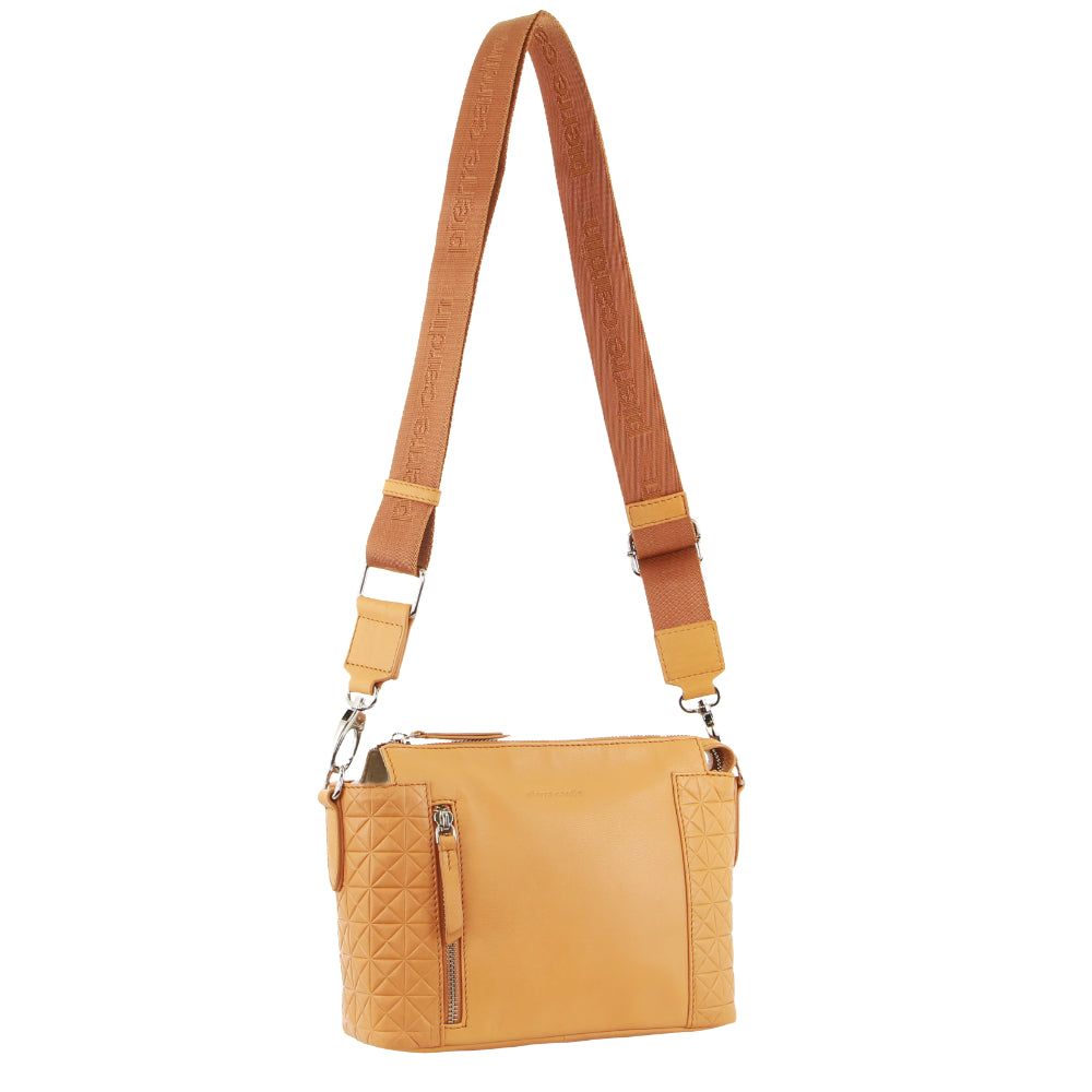 Apricot Pierre Cardin Leather Square Crossbody Bag | 8694-PTMOE