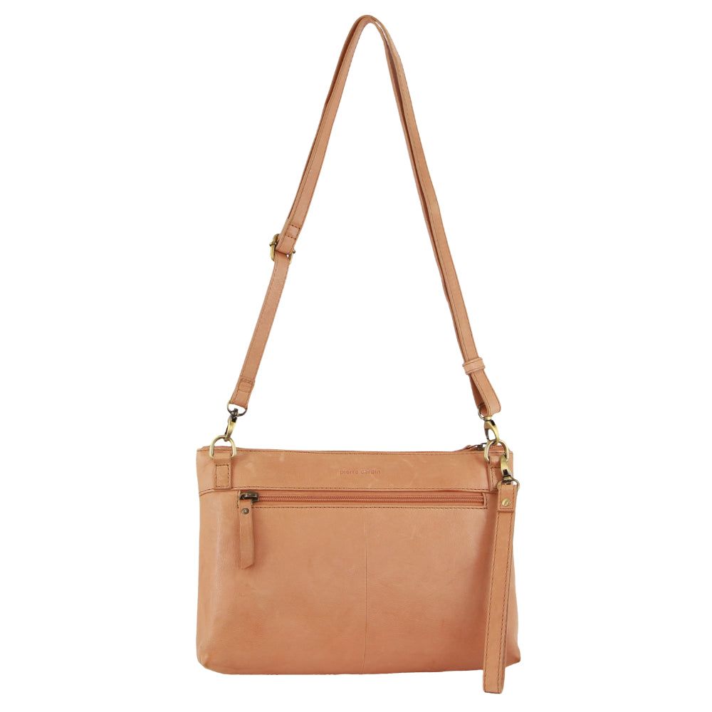 Apricot Pierre Cardin Leather Wristlet Crossbody Bag | 5382-YMADC