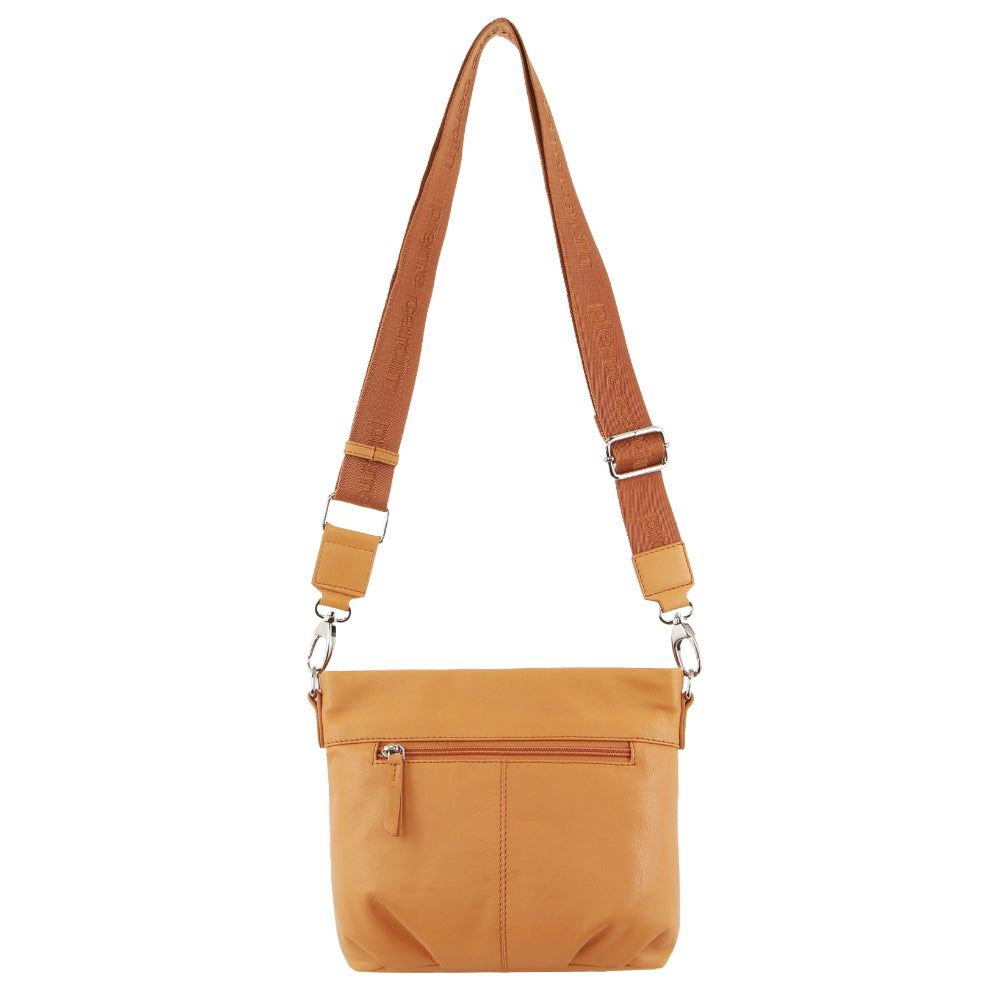 Apricot Pierre Cardin Webbing Strap Leather Crossbody Bag | 4128-OKXDB