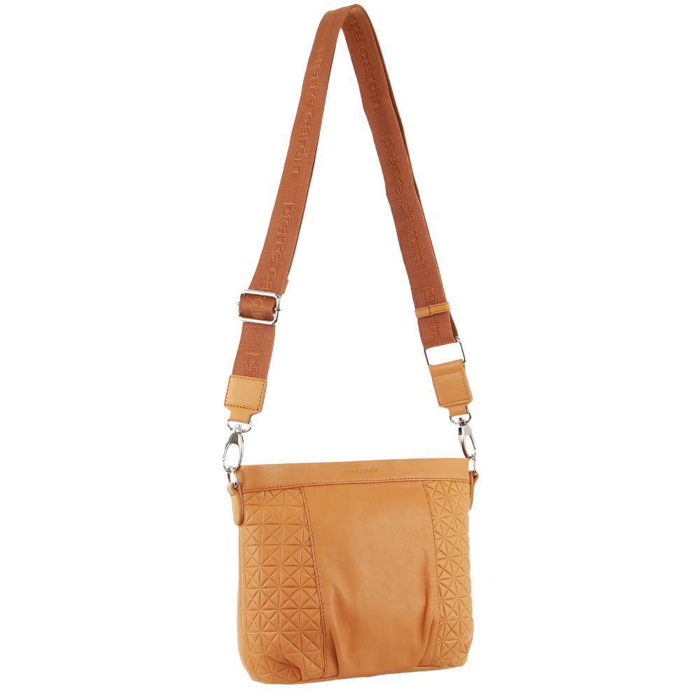 Apricot Pierre Cardin Webbing Strap Leather Crossbody Bag | 4128-OKXDB