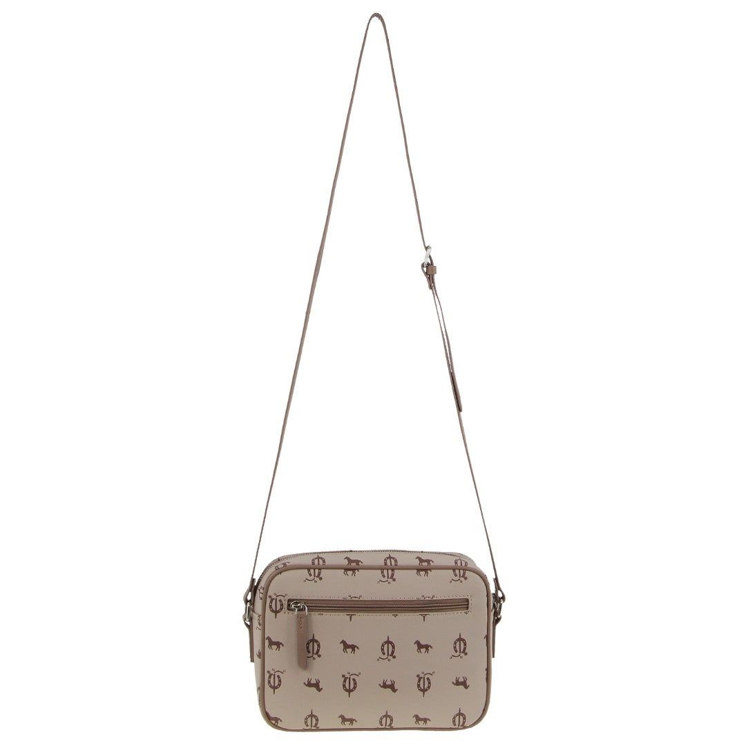 Beige Pierre Cardin Canvas Leather Trim Square Cross-body Bag | 8634-BGROK