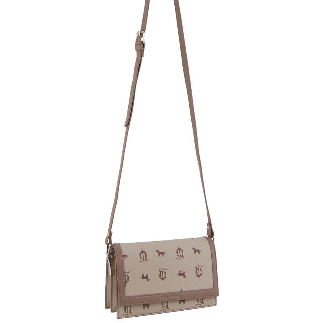 Beige Pierre Cardin Canvas Print Leather Trim Flap Cross-Body Bag | 4958-JDRYN