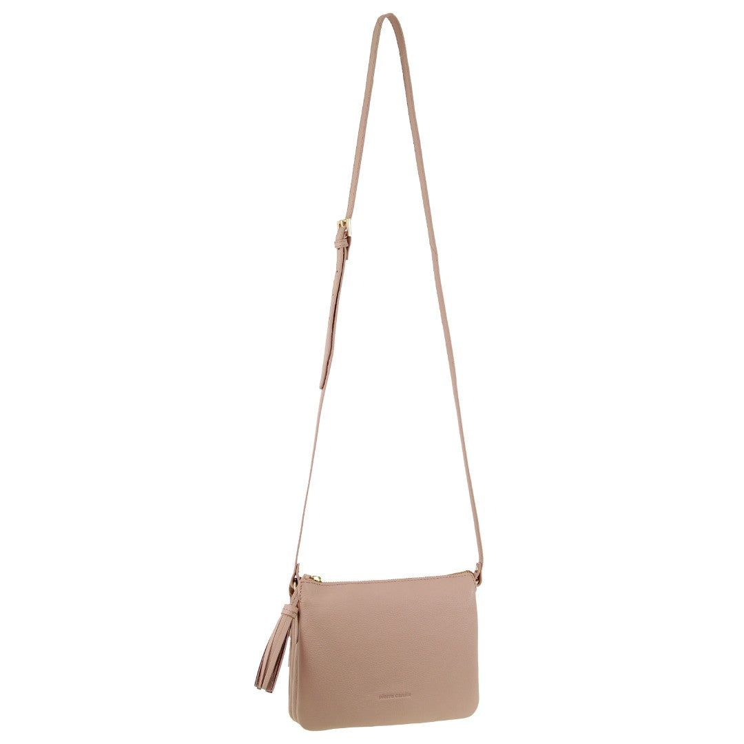 Beige Pierre Cardin Leather Crossbody Bag | 5061-AZUYJ