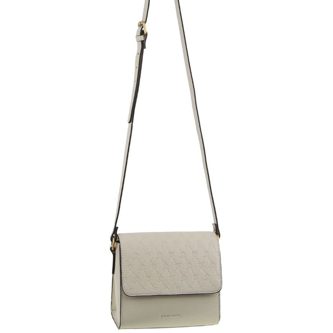 Beige Pierre Cardin Leather Diamond Embossed Cross-Body Bag | 5709-DIGRE