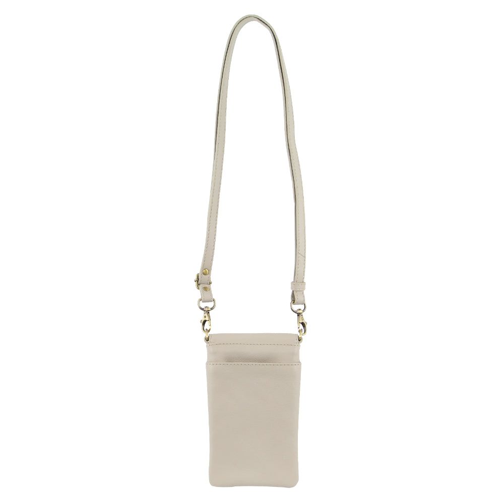 Beige Pierre Cardin Leather Phone Cross-Body Bag | 2016-KHIBO