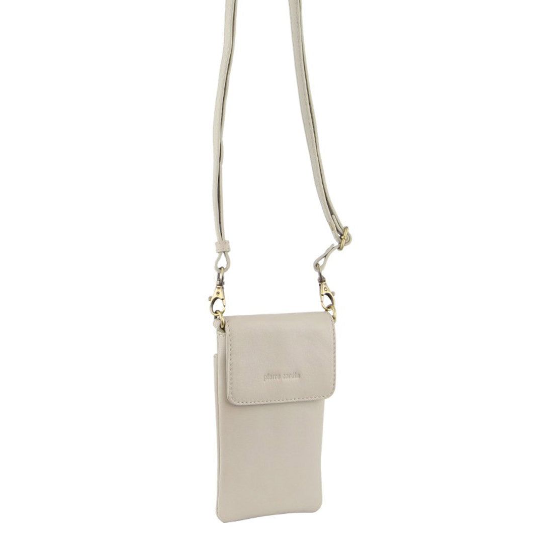 Beige Pierre Cardin Leather Phone Cross-Body Bag | 2016-KHIBO