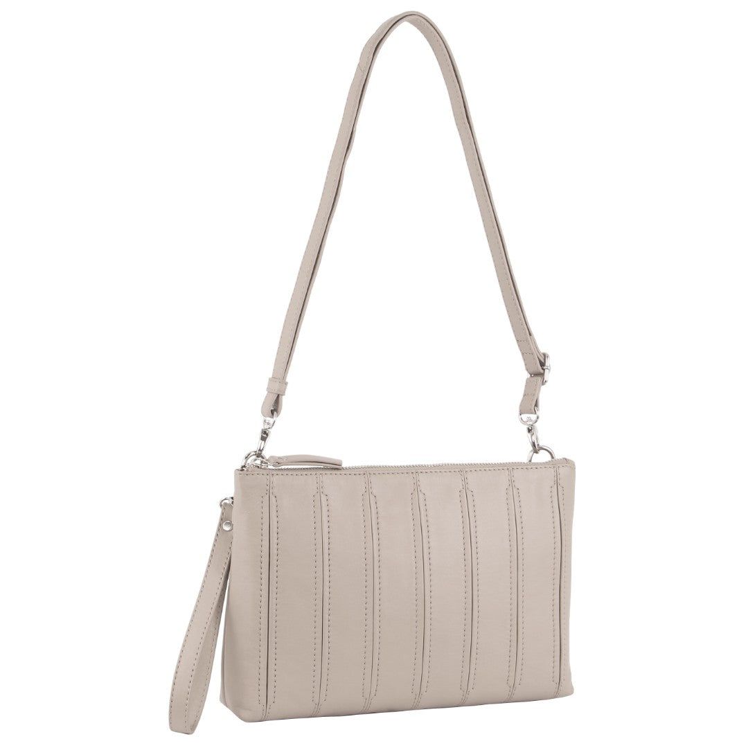 Beige Pierre Cardin Leather Stitch-design Cross-Body Bag | 5360-UAEXS