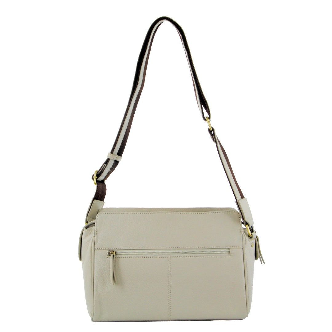 Beige Pierre Cardin Leather Stitch-design Cross-Body Bag | 4687-QZYFW