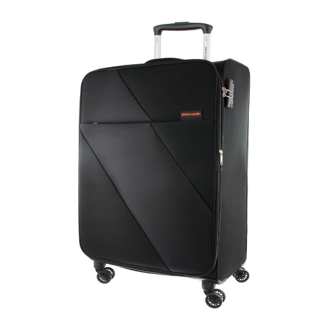 Black Pierre Cardin 55cm CABIN Soft-Shell Suitcase | 0185-CSVMT