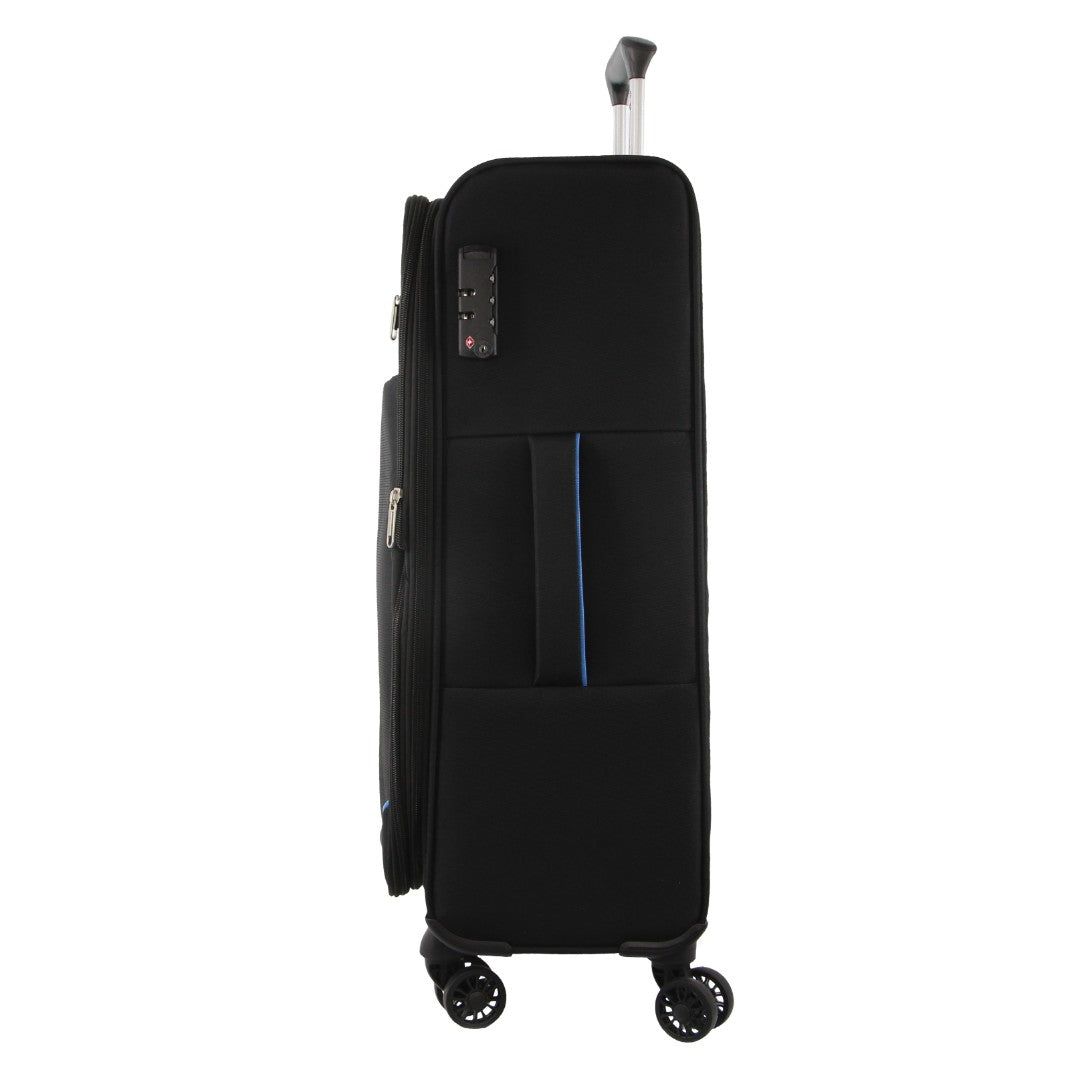 Black Pierre Cardin 68cm MEDIUM Soft Shell Suitcase | 9305-IVLYA